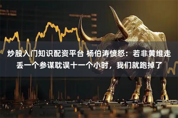 炒股入门知识配资平台 杨伯涛愤怒：若非黄维走丢一个参谋耽误十一个小时，我们就跑掉了